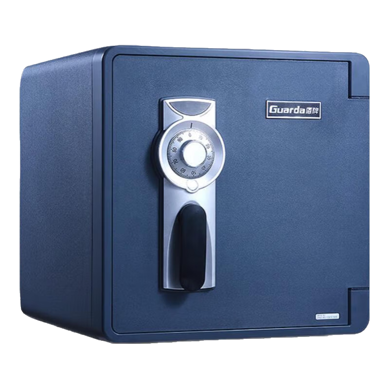 盾牌防火保險柜/箱家用型防盜防搬走2087款UL美標防火60分鐘小型機械鎖防水衣柜床頭柜43/45/60cm 2092藍-高45cm-帶地鎖-機械鎖 【美國UL防火60分鐘認證】-防水8小時(shí)