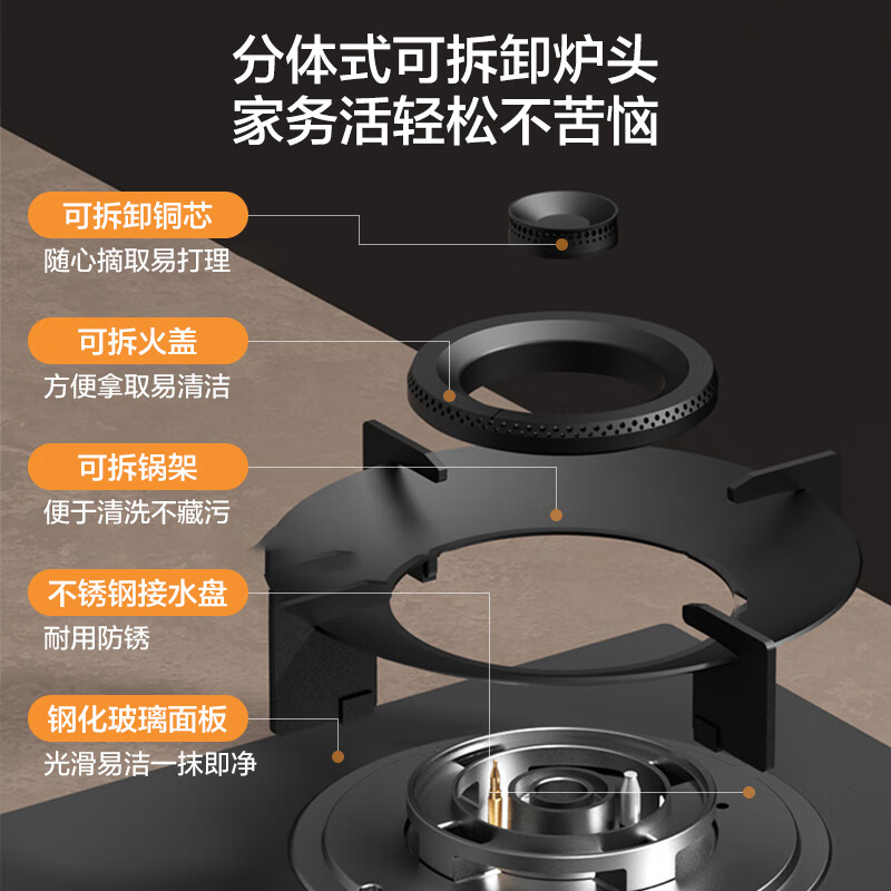 名气（MQ）【朱雀】燃气灶天然气家用国家补贴20%嵌入式煤气灶双灶猛火灶具5.2kW底盘可调以旧换新JZT-D6205B