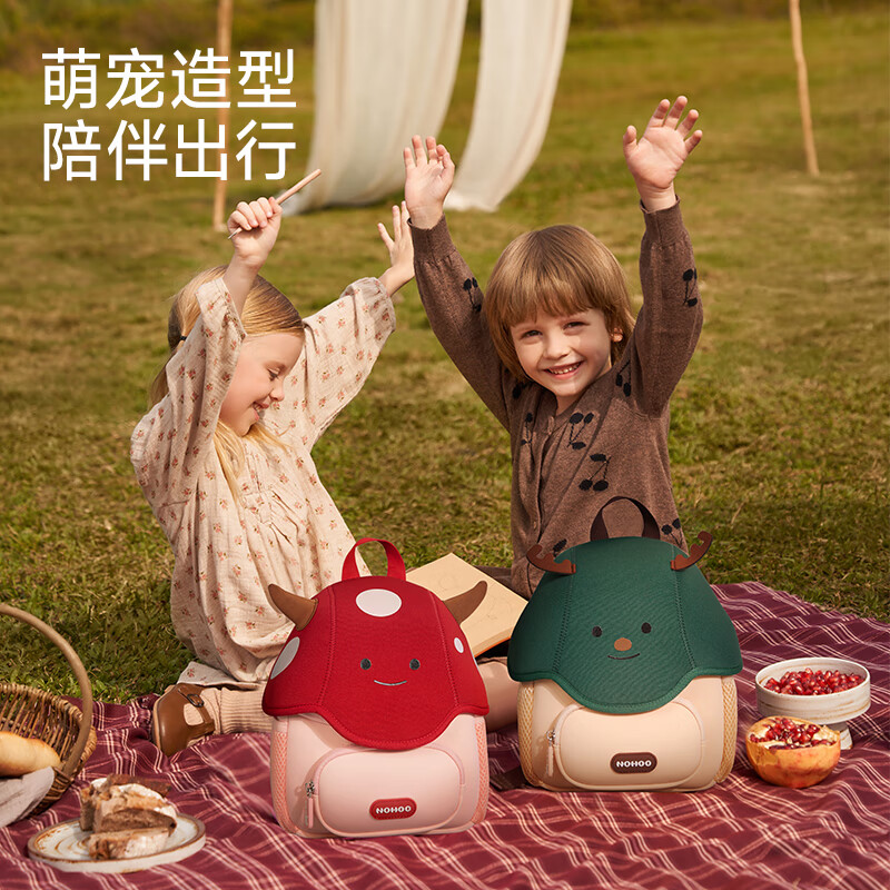 诺狐儿童书包幼儿园背包3-6岁户外旅行包女童男孩可爱轻便双肩小背包 趣味天使-小鹿