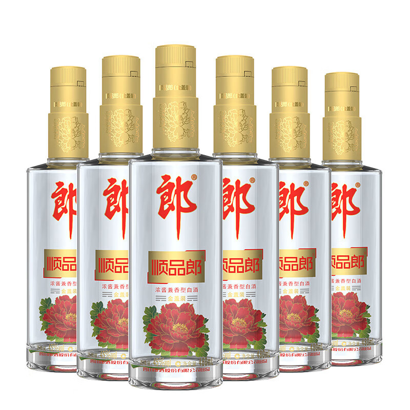 郎酒 顺品郎金盖 兼香型白酒 45度 480ml*6瓶 非原箱装（年份随机）