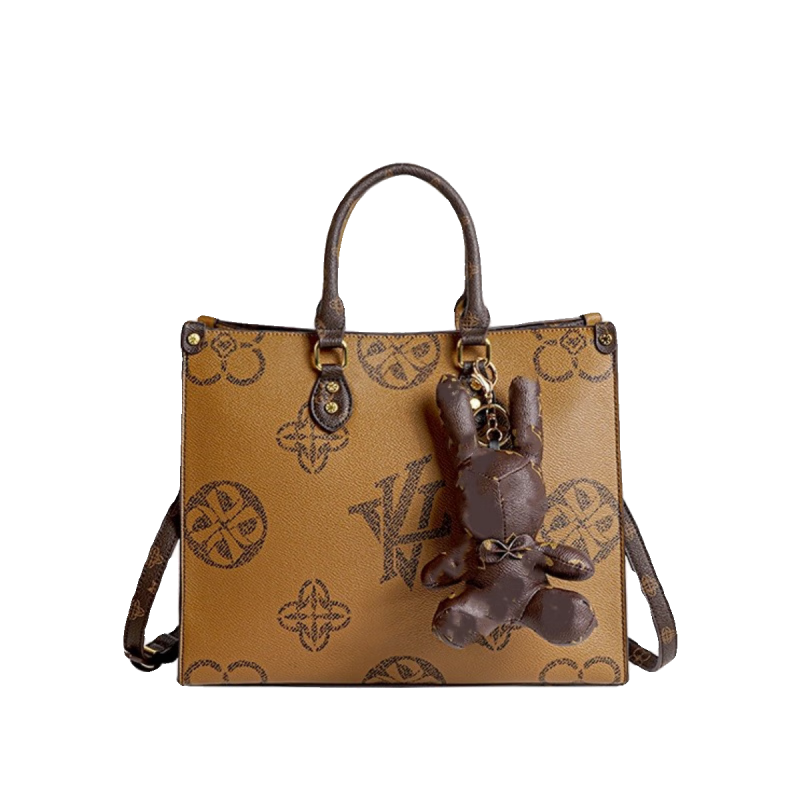 小香儿包包女斜跨感女士手提真皮单肩大容量托特大包 咖色配