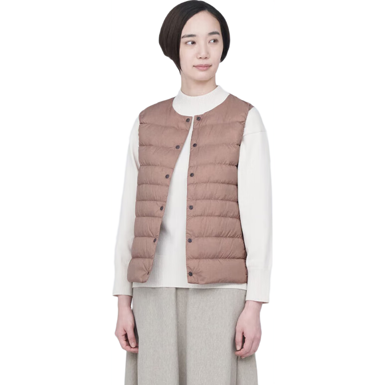 無(wú)印良品（MUJI）女式 輕量羽絨便攜式 背心  煙熏粉色 M 