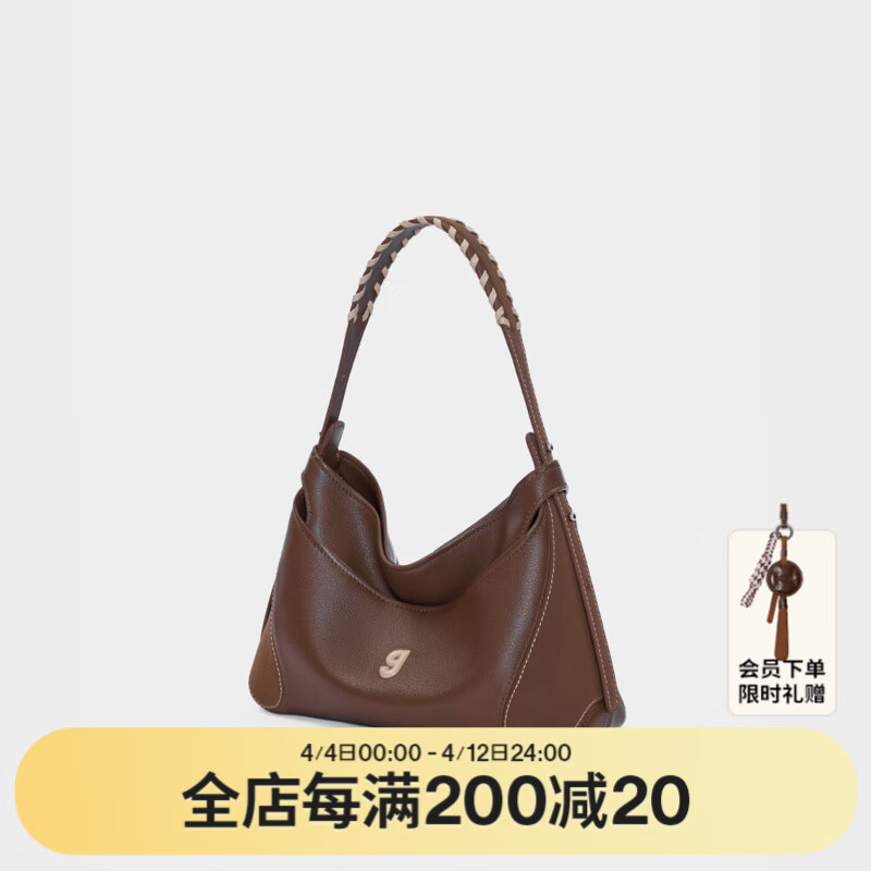 古良吉吉KUNOGIGI棒球HOBO包小號包包女原創(chuàng)設(shè)計單肩斜挎包 鴛鴦棕