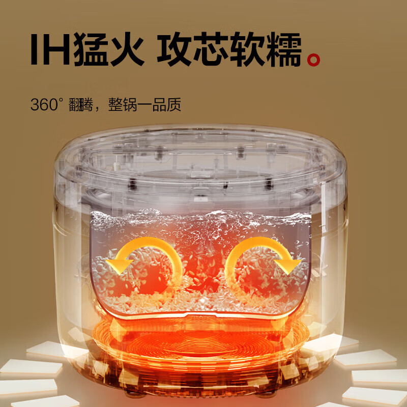 格力(GREE)原生铸铁电饭煲家用4升无涂层内胆电饭锅IH多功能微压力柴火饭蒸煮饭锅 316L不锈钢0涂层内胆 3L