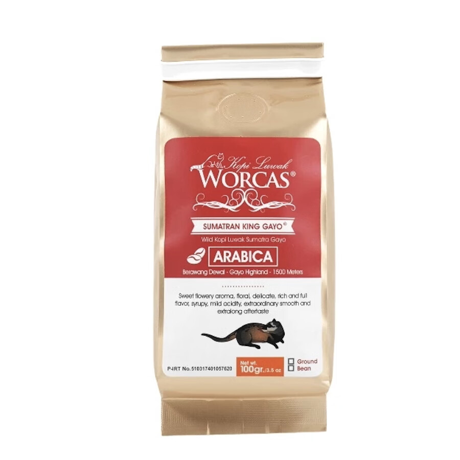Worcas猫屎咖啡迦佑巴厘岛产区经济实惠装印尼原装进口精品咖啡豆 迦佑产区-阿拉比卡豆（红色） 咖啡豆