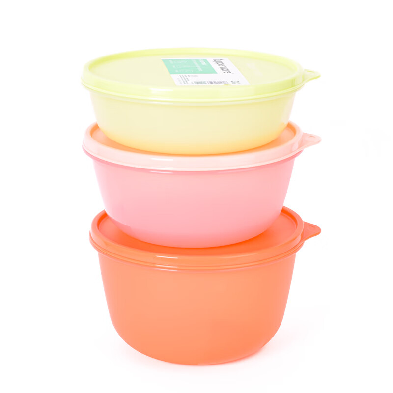 特百惠（Tupperware）保鲜圆碗 圆形冰箱冷藏密封收纳保鲜盒大容量沙拉碗 三件套 2024