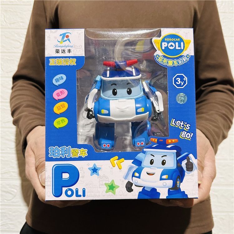 大号变形警车珀利惯性直升机罗伊poli安巴惯性车儿童男救援队玩具【 