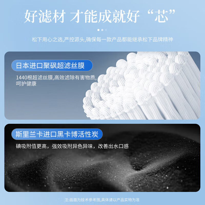 松下(Panasonic)新品龙头净水器超滤家用水龙头过滤器宿舍卫生间厨房自来水前置过滤器可直饮 数显-TK-EUNJ64S【一机三芯】