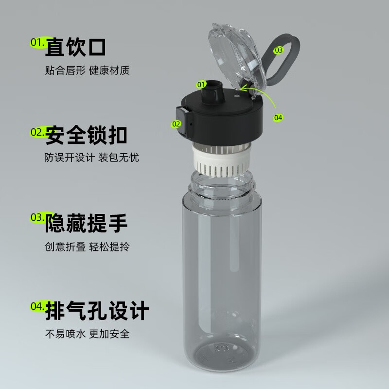 富光简风水杯高颜值男女生tritan塑料杯子大容量学生便携夏季运动水壶 白色 500ml