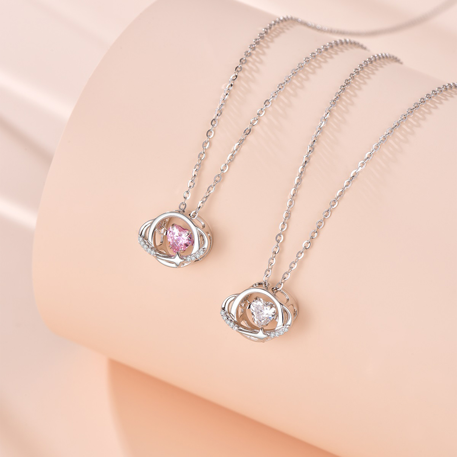 惟灵原创星河之心项链S925纯银轻奢【生日女生新年礼物】送女朋友闺蜜 星河之心项链+纯白礼盒-白色款