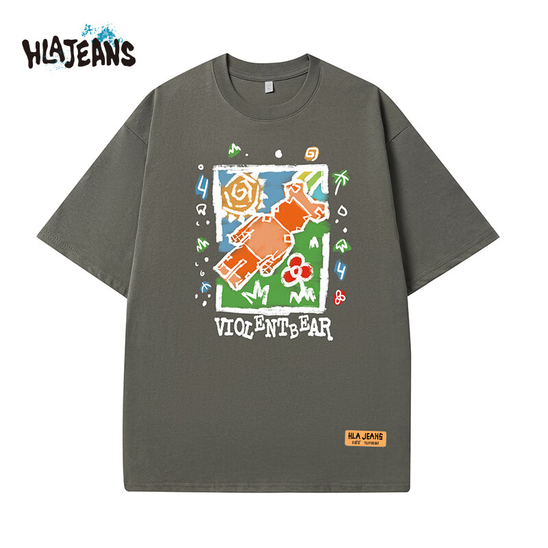 黑鲸2025新款潮流短袖t恤男夏季半袖情侣上衣宽松潮牌五分袖女纯棉