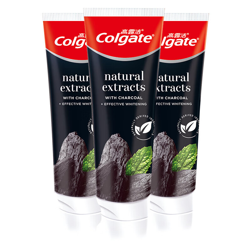 高露洁（Colgate）竹炭美白牙膏 美白去黄去牙渍 清新口气含氟防蛀成人 竹炭美白100g*3