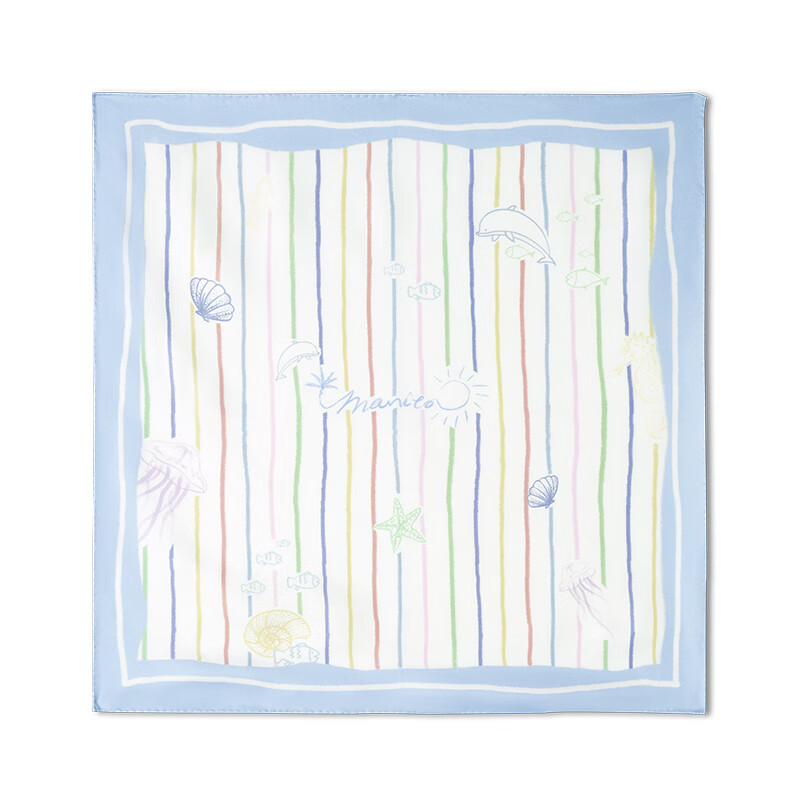 MANITO/曼尼陀Ocean Stripe丝巾 桑蚕丝方巾手巾彩虹条纹海洋元素 Ocean Stripe-彩虹海洋 F