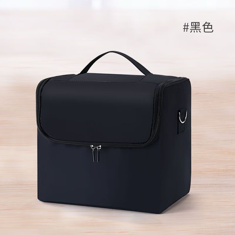 酷奇袋鼠（KUQIDAISHU）便攜式化妝箱外出手提大容量紋繡美甲上門(mén)工具箱包化妝品收納包 [高雅黑]+可拆卸內(nèi)膽收納包