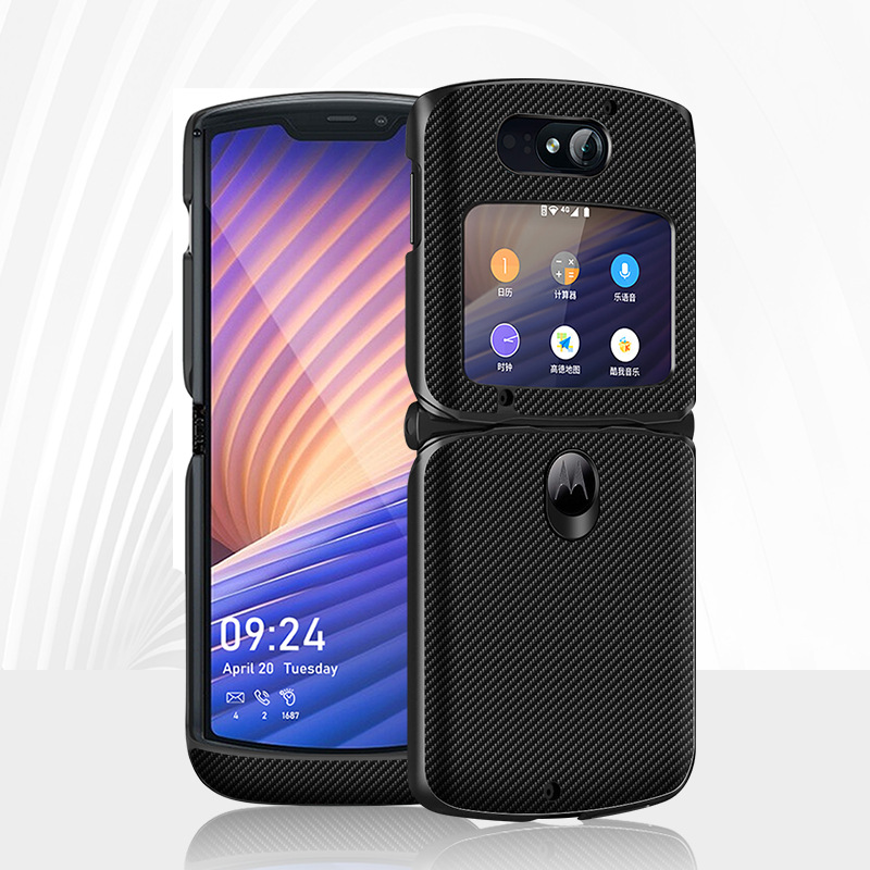 手机壳碳纤维razr折叠屏翻盖保护壳凯夫拉全包外壳 碳黑 摩托罗拉razr