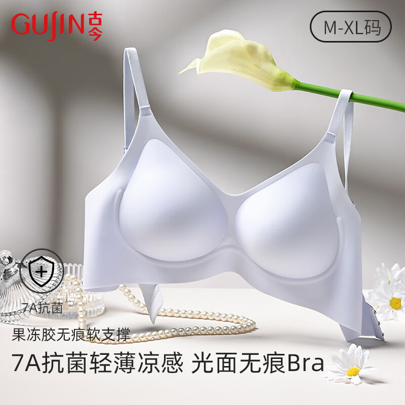 古今光面无痕文胸罩7A抗菌舒适女士隐形粉底液内衣果冻软支撑 经典肤-548【背勾款 L (165) 建议106-125斤
