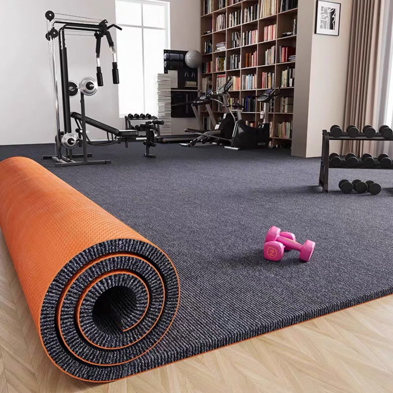 柒旭地毯卧室大面积满铺加厚可裁剪客厅办公室商用家用隔音减震防滑 灰色-环保TPE（6毫米） 40*60厘米（体验款）