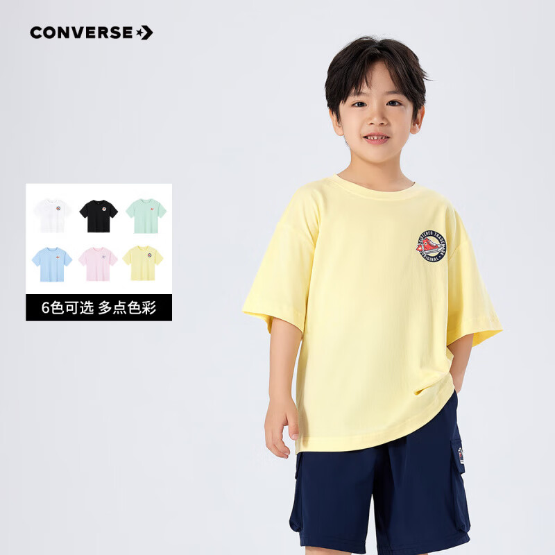 ������Converse������ͯװ��ͯ����T��2025�ļ��¿��д�ͯԲ����ɰ���Ůͯ����t�� �쵰�� 150 /72 ����������140-152cm��