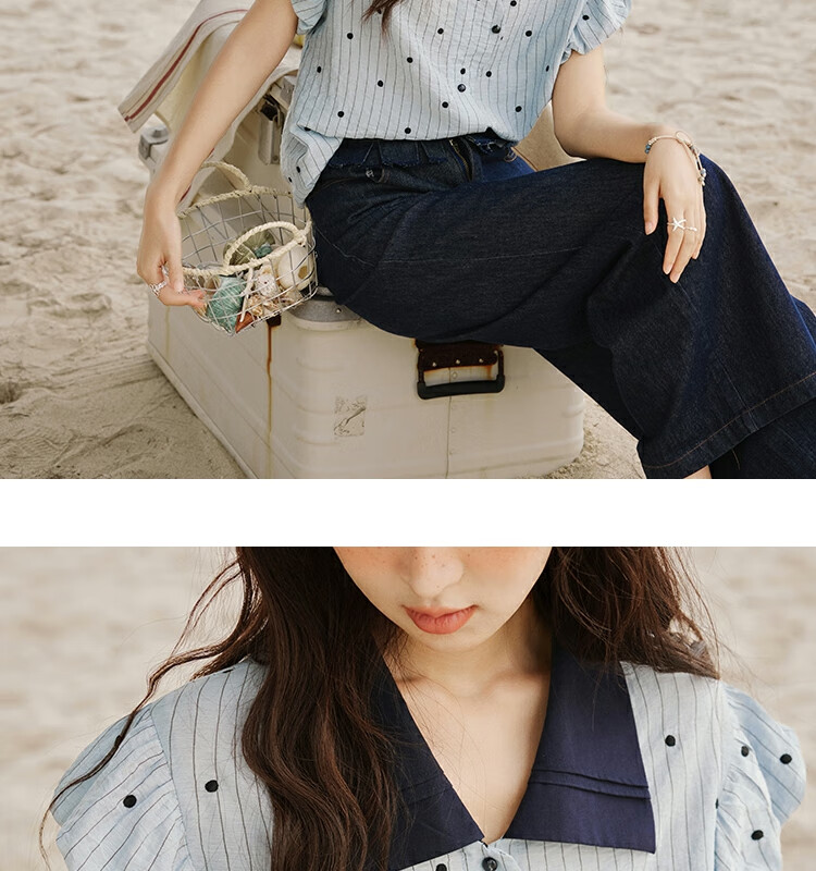 Mixiu [] Polka Dot Embroidered Shirt for Women 2026 Summer Unique Design Short Sleeve Blouse 33