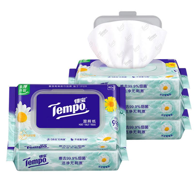 �ñ���TEMPO��һ��ͬ�� ��ʾ�ʪ��ֽ 40Ƭ*5�� ֲ�;��� �ɳ�ɢ ʪֽ�� ʪ��  44.66Ԫ