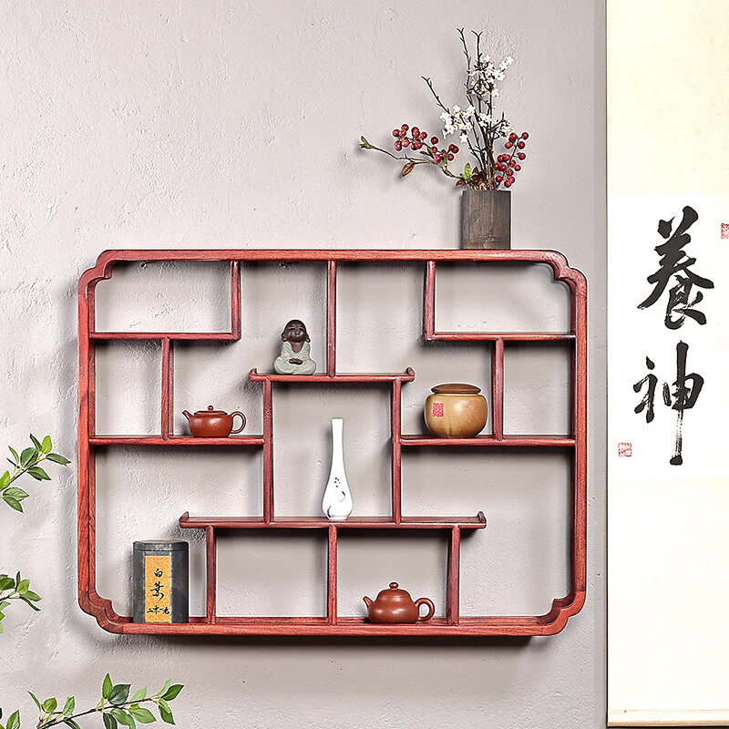 功夫皇帝茶具架茶室擺件茶壺茶杯紫砂壺工藝品壁掛小型茶桌臺(tái)式桌面掛墻式 大號(hào)日字形壁掛式B款60*76