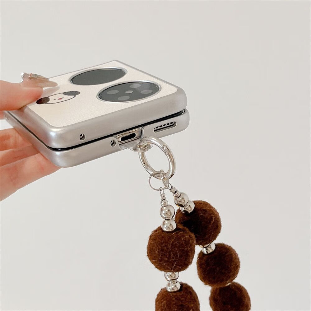 Hnew适用于华为pocket2手机壳新款ins可爱皮纹九宫格小动物P50 Pocket折叠宝盒保护套全包防摔女高级感 手绳款【九宫格小动物 白色皮纹】轻奢肤感 华为Pocket2