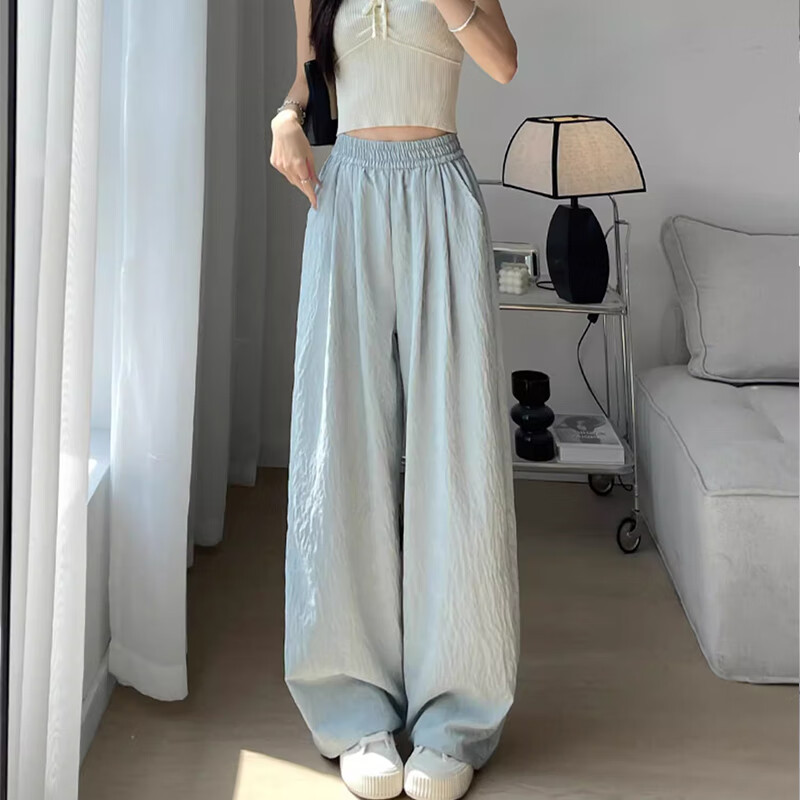 翊尚美山本裤女夏新款小个子直筒休闲裤高腰宽松薄款肌理阔腿垂感奶芙裤 奶白色 【冰感阔腿遮肉款】 XL 【推荐125-140斤】