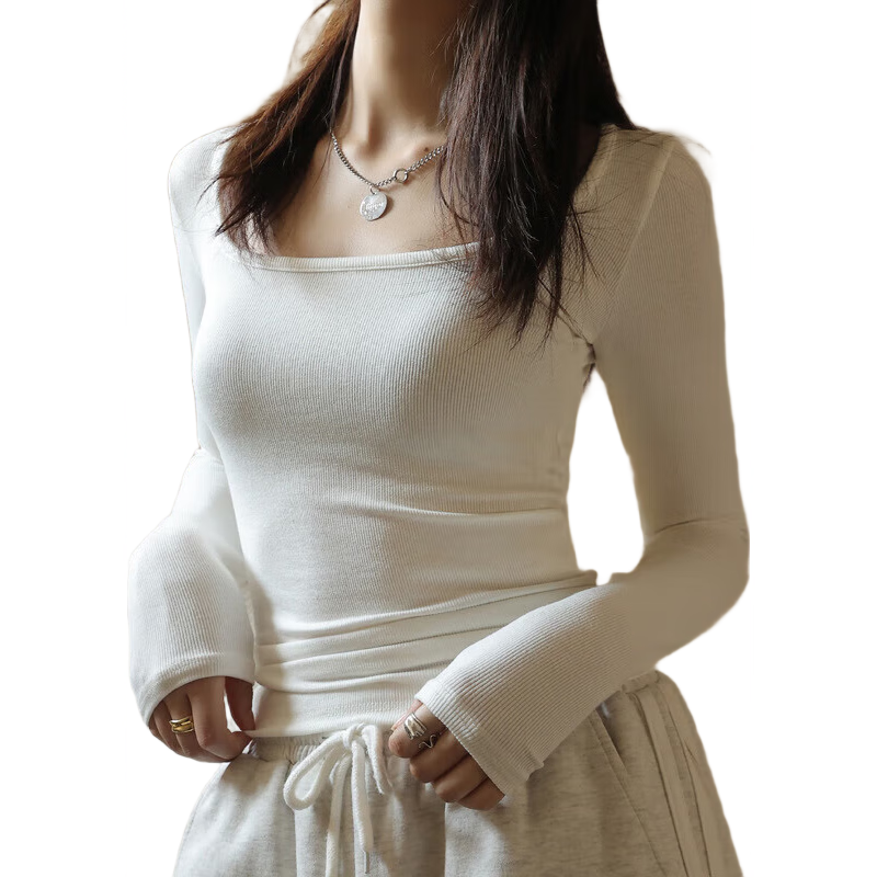 浪莎莫代尔打底衫潮流大方领春秋季长袖美体亲肤弹力修身百搭内衣女