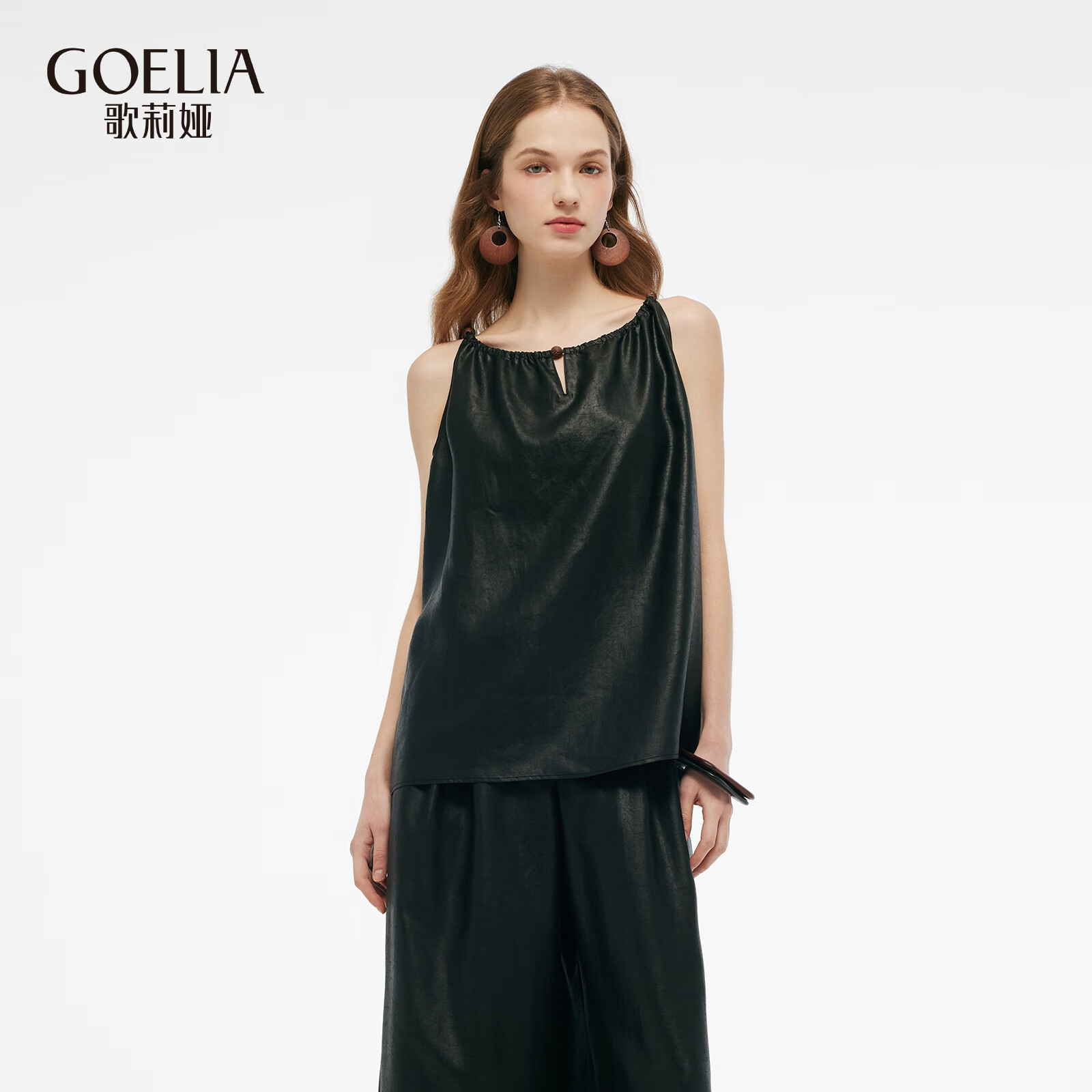 歌莉娅真丝吊带女夏25新款桑蚕丝外穿背心1E2L3A490 00B黑色 S