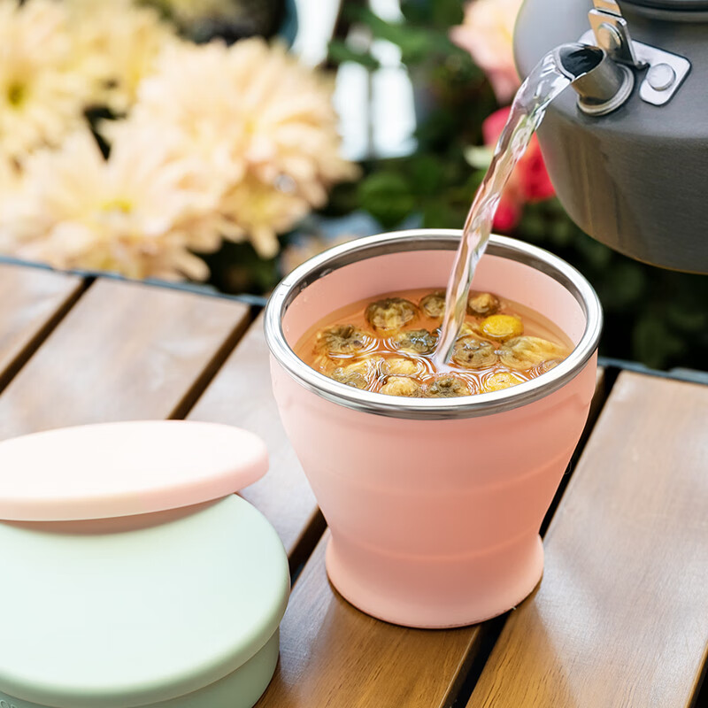 专属时代【大号】折叠水杯硅胶便携式旅行折叠杯旅游户外露营杯子 薄荷绿240ml1个 食品级硅胶