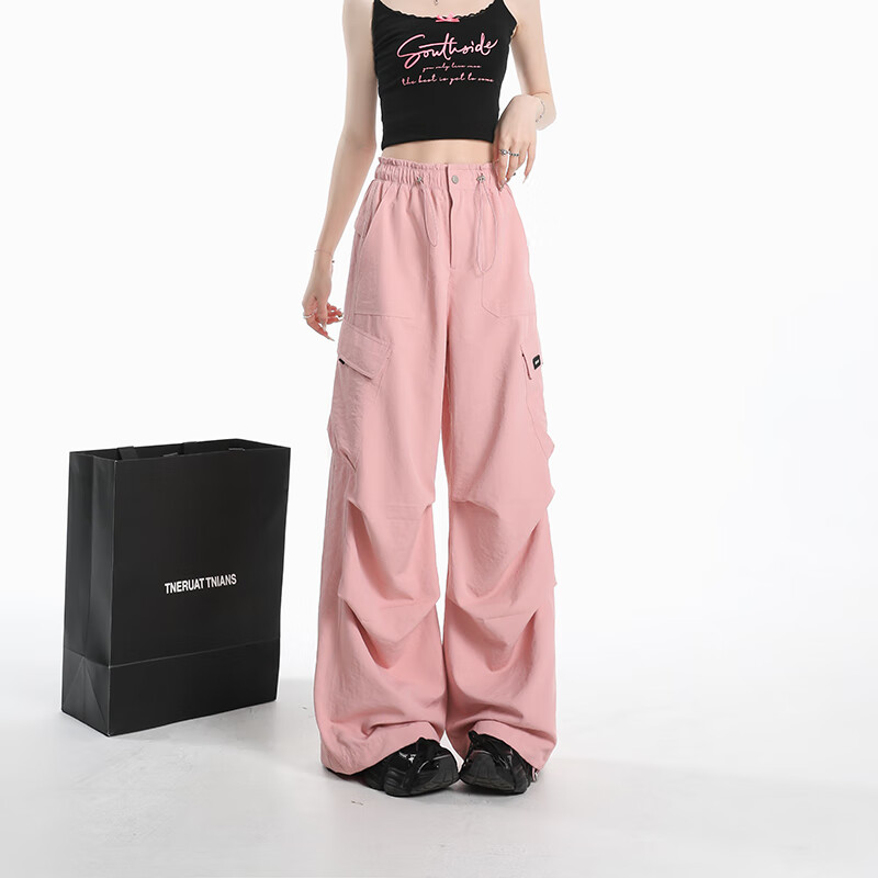 劲维迪蕉下伞兵裤女夏季工装裤防水速干徒步粉色登山裤户外防风冲锋裤子 粉色长裤 XS （80-90斤）