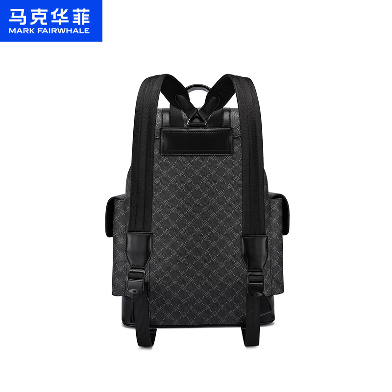 马克华菲新款背包男士商务双肩包潮流大容量电脑包旅行包学生书包 铅灰【礼品袋|顺丰快递】