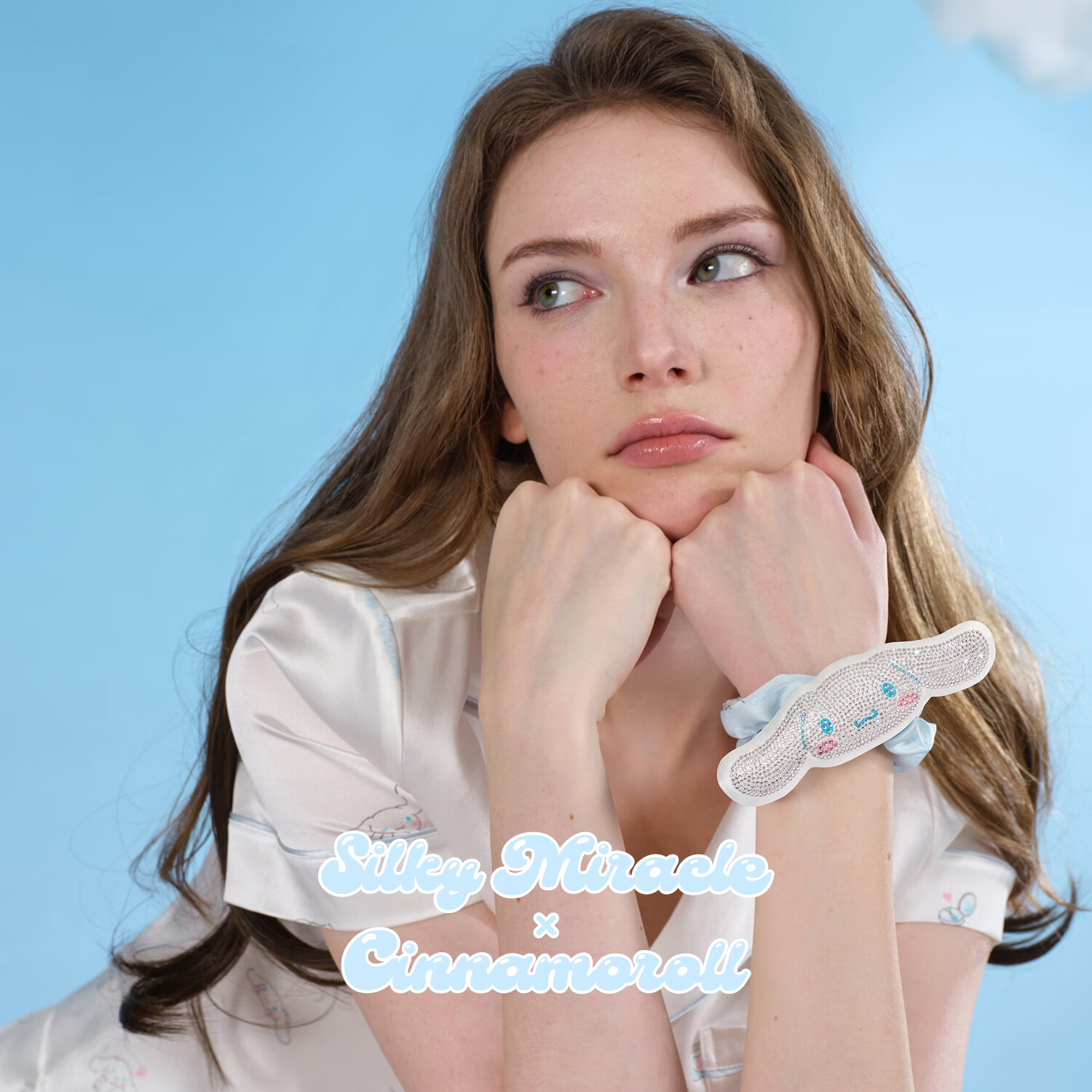 SILKY MIRACLEx Cinnamoroll玉桂狗联名真丝水晶头花发圈套组礼盒新送七夕礼物 蓝色大耳狗发圈套组