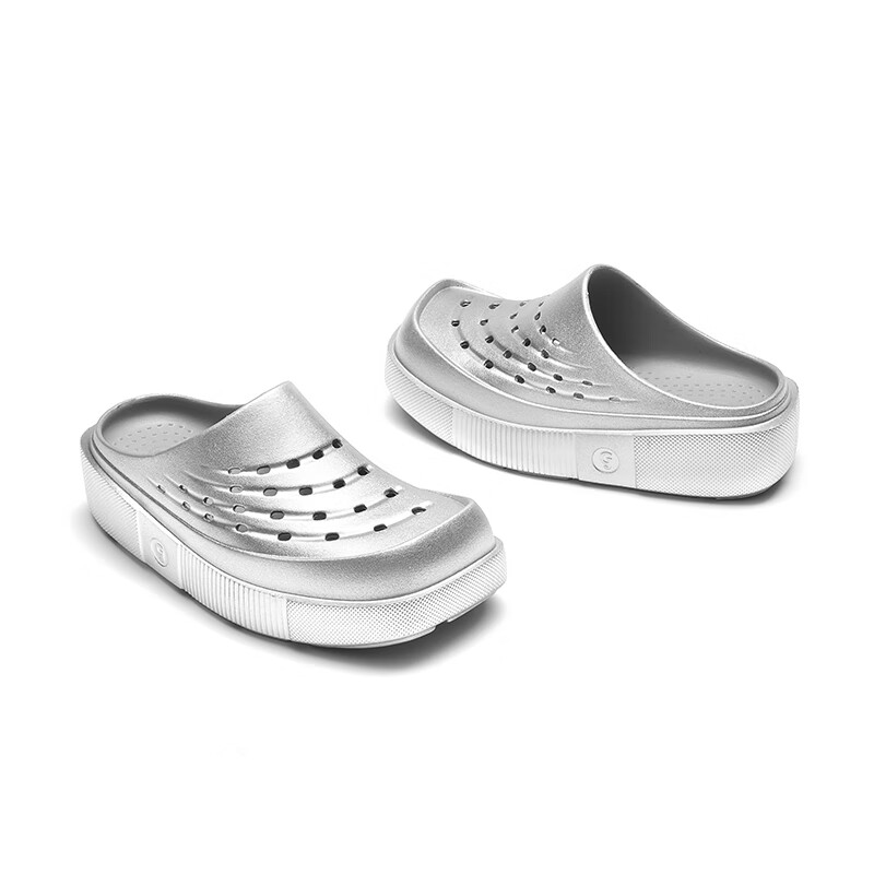 共迹gongji【敖瑞鹏同款】2025夏季新款防滑拖鞋厚底洞洞鞋增高男士凉鞋女鞋 银色 34-35