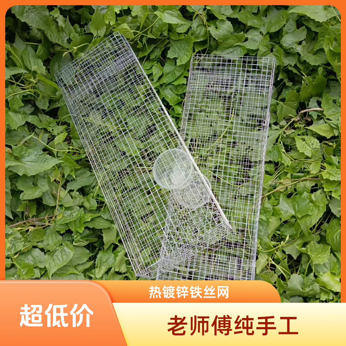 新款捉蛇器笼双门笼中笼装蛇箱笼子宠物笼防蛇网折叠猫笼铁丝倒须 5个装笼中笼双进口58-28-10配袋