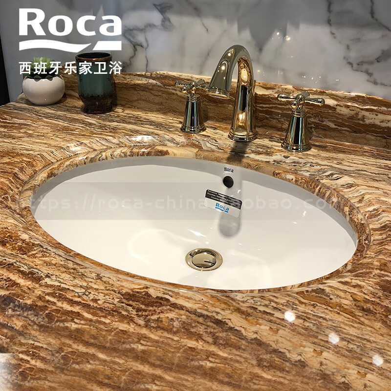 樂家（Roca）樂家貝娜臺下式洗臉盆32787100132789G000嵌入陶瓷臺盆56c65cm 564*424mm臺下盆