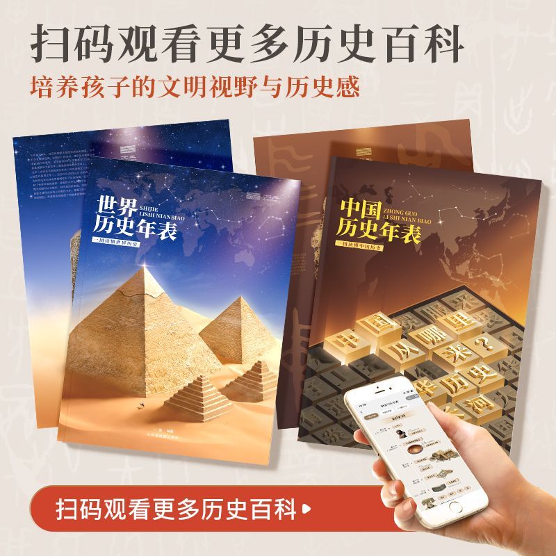 【北斗首发】中国历史年表+世界历史年表 中国历史发展脉络,古代近现代史长卷时间轴地图大事记,尽观世界文明发展变迁历程,学生实用历史知识要点速 中国历史年表+世界历史年表【2册】