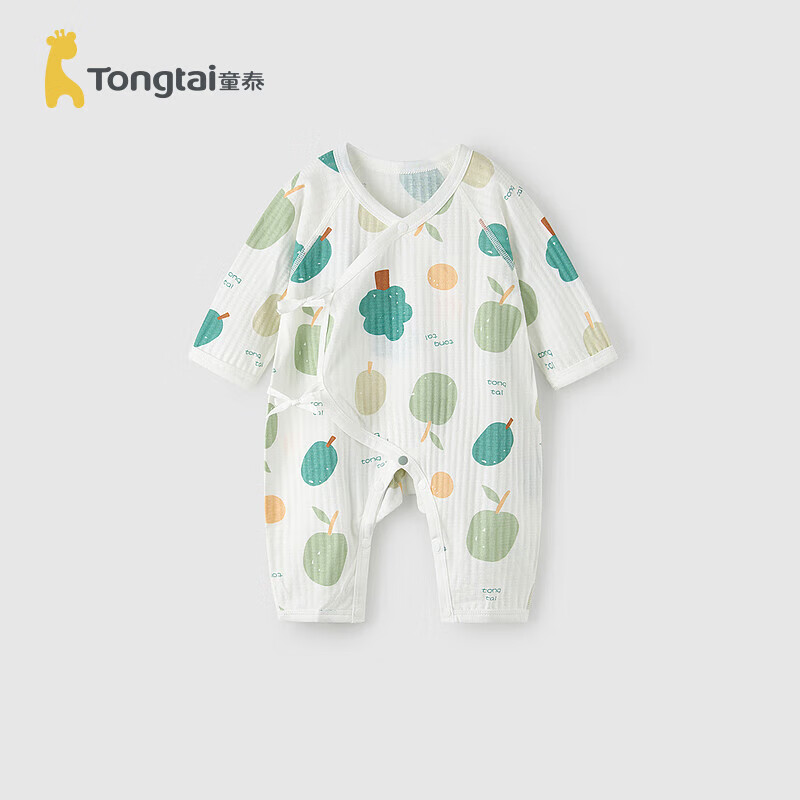 童泰（TONGTAI）婴儿连体衣夏薄款纯棉衣服初生宝宝蝴蝶哈衣无骨爬服绿色66cm