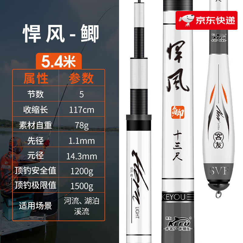 客友钓具鱼竿超轻超细超硬葫芦把碳素手竿野钓鲫鱼专用杆综合竿新款 5.4m 【米数】