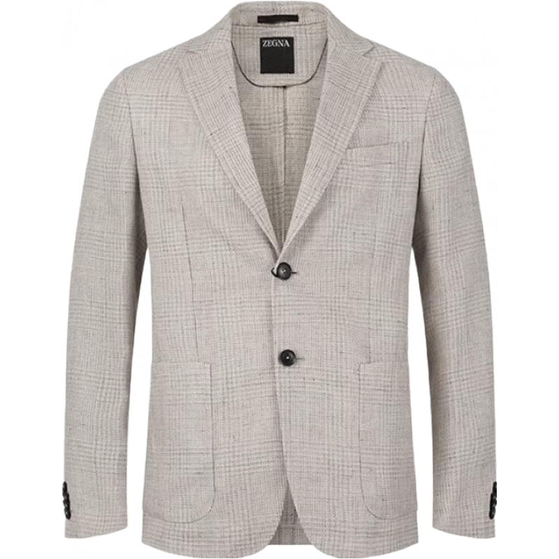 杰尼亞（Zegna）新品 男士兩粒單排扣編織休閑西服西裝上衣外套男裝禮物男 950725A9 1DNMG0 米色雜色 52 /xl