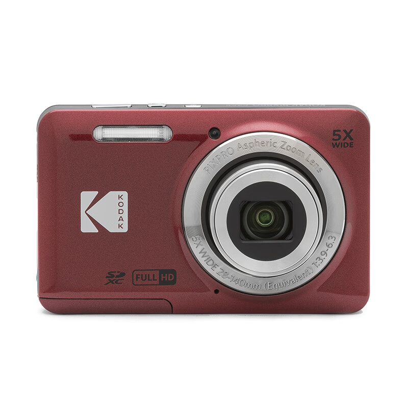 柯达（Kodak）Kodak/柯达 FZ55数码相机入门级家用小型卡片机CMOS高清照相机 红色 ' 官方标配