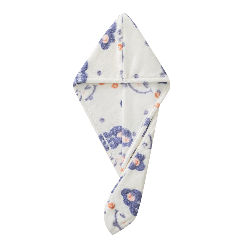 惠寻京东自有品牌 A类珊瑚绒蓝色笑脸干发帽 柔软速吸不掉毛 1条装