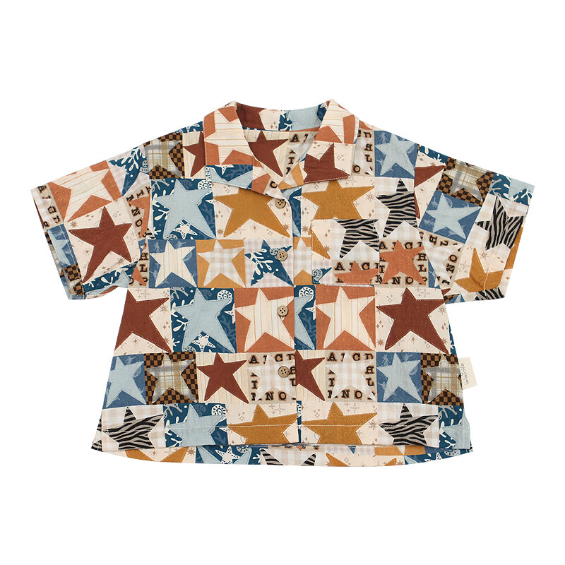 LELE JOVElelejove北欧风儿童短袖衬衫宝宝夏季印花短袖度假风轻薄短裤 星河如梦-短裤 110 cm