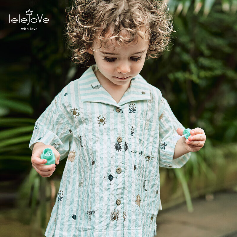 LELE JOVElelejove北欧风儿童短袖衬衫宝宝夏季印花短袖度假风轻薄短裤 星河如梦-短裤 110 cm