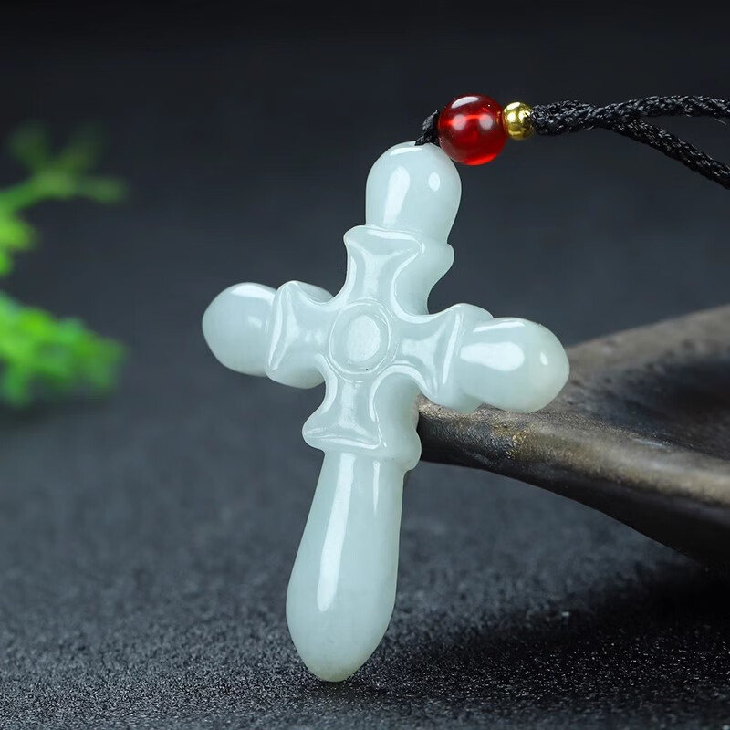 翡翠a货十字架吊坠男女款玉佩玉石项链玉坠生日礼物送女朋友老婆