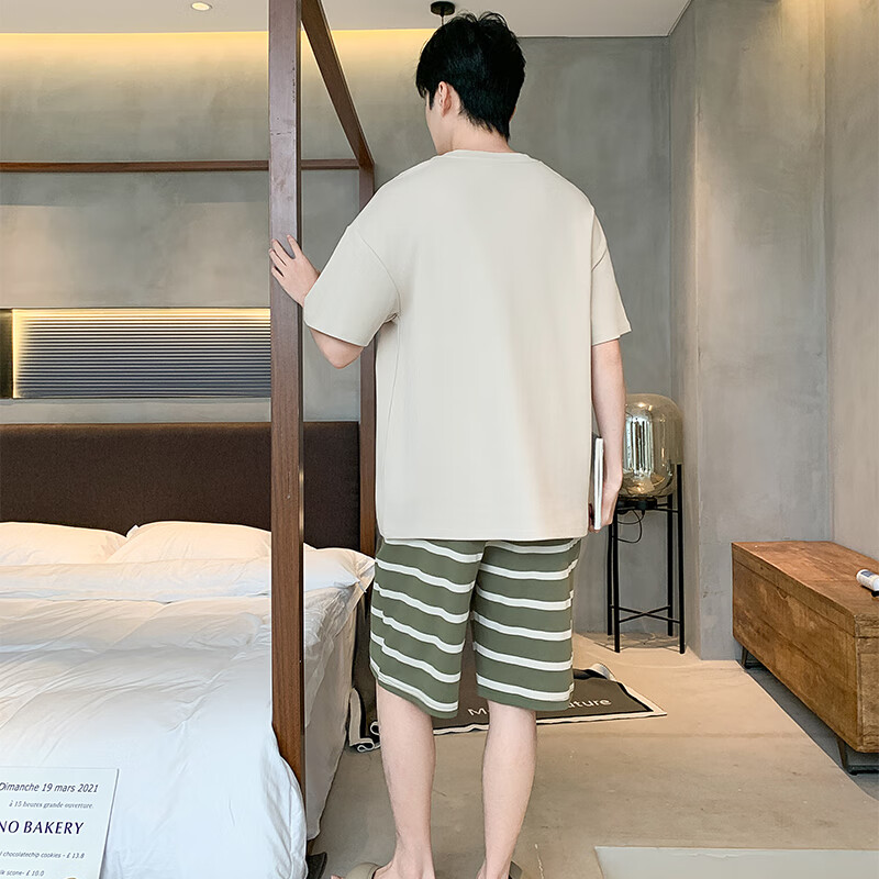 萧淑妃夏季纯棉男士睡衣青少年学生可外穿大码卡通短袖短裤家居服套装 芝麻街 5XL