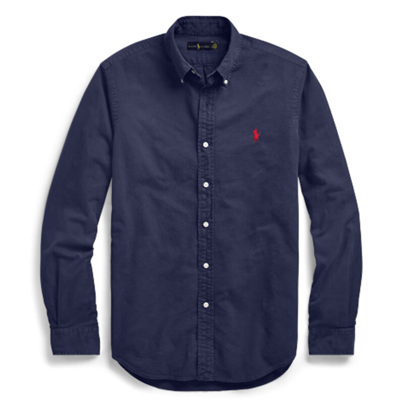 FAME RALPH LAUREN美国保罗春秋牛津纺衬衫男长袖商务休闲宽松职业正装寸polo衬衣纯 宝蓝色 S