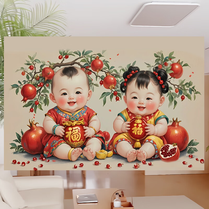 宝宝海报双胞胎婚房墙贴画龙凤胎娃娃备孕男双胞胎床头宝宝海报传 01