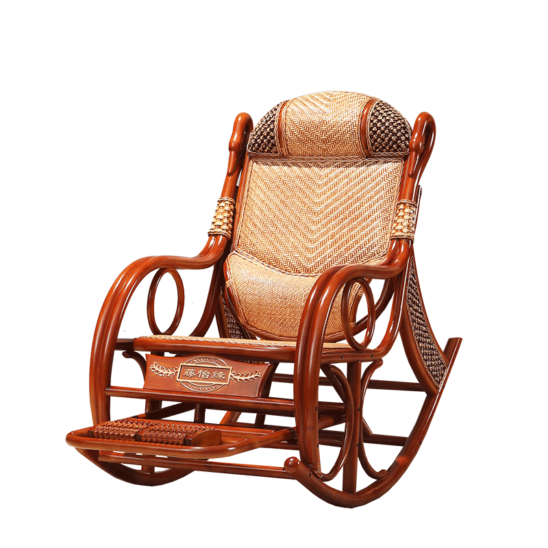 奥莱嘉 藤椅客厅家用摇摇椅逍遥椅室内懒人午睡阳台休闲老人躺椅成人摇椅藤家具 天鹅摇椅