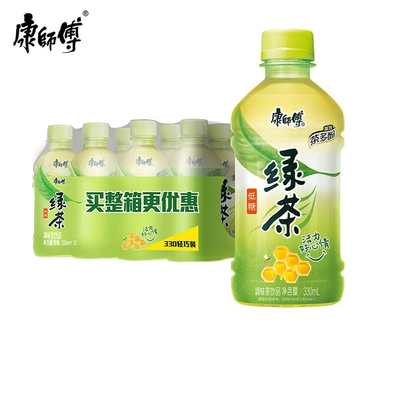 康师傅康师傅饮料330ml*6瓶冰红茶冰糖雪梨茉莉蜜茶绿茶解渴批发特惠 绿茶330ml*6瓶